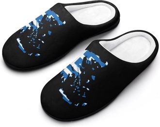 Generic Flag of Greece Map Mens Soft Cotton Slippers with Memory Foam Anti-skid House Shoes for Travel Indoor Outdoor