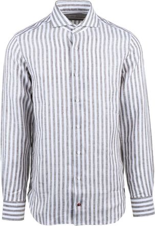 Carrel White Beige Striped Linen Shirt