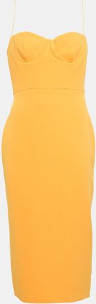 Alex Perry Orange Stretch Crepe Lee Midi Dress