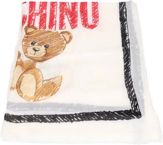 Moschino Wollen Sjaal - Dames - Wintersjaals - Wit - ONE Size - Wol - Accessoires