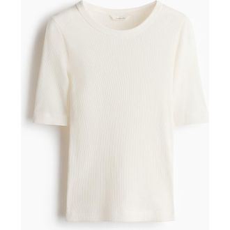 H&M Ribbed Silk-blend Top in White at Nordstrom, Size X-Large
