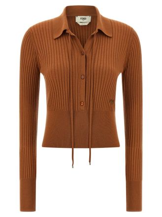 Fendi Brown Ribbed sweater