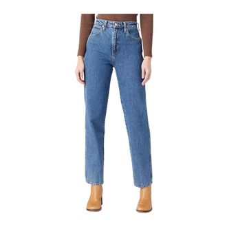 Wrangler Mom Straight Jeans - Dames - Regular Fit Jeans - Blauw - W30 L32 - Denim - Jeans