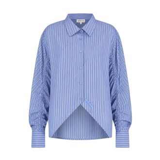 Harper & Yve Ted-Ls Blouse - Dames - Blouses & Shirts - Blauw - Maat: XS Katoen