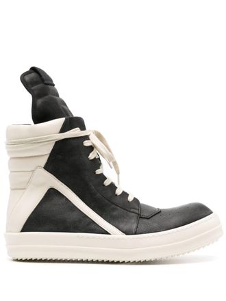 Rick Owens Geobasket high-top leather sneakers - Black