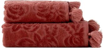 Bella Maison Set Of 2 Rose Jacquard Turkish Cotton Face Towels