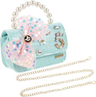 Yarnow Crossbody Bag with Imitation Pearl Handle Small Blue Shoulder Bag for Practical Kindergarten and Daily Use Gift for Birthdays and Holidays