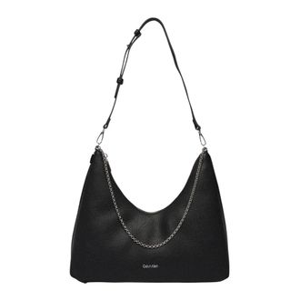 Calvin Klein Shoulder Bags, female, Black, Size: ONE SIZE Emblem HW Pebble Shoulder Bag
