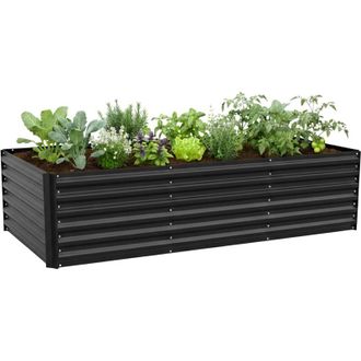 Relaxdays Relaxdays Orto rialzato in metallo zincato, per fiori, piante e ortaggi, HxLxP: 57x240x90 cm, nero