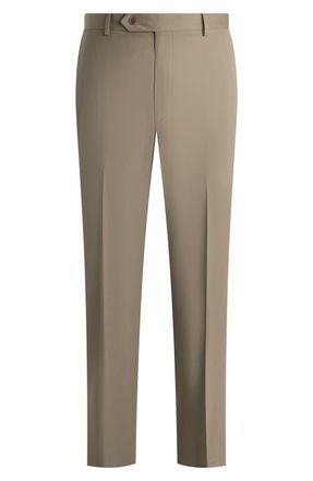 Samuelsohn Flat Front Straight Leg Wool Dress Pants in Taupe at Nordstrom, Size 34 X R