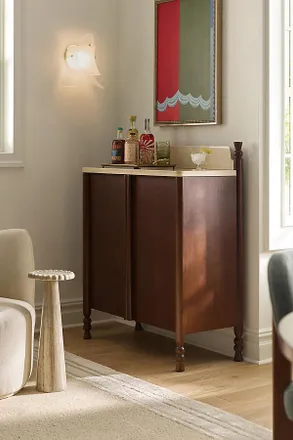 Anthropologie Dawn Marble-Top Bar Cabinet