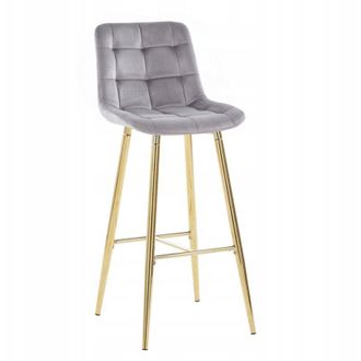 OEM Taburete De Terciopelo Gris H2-fx (estructura Dorada)