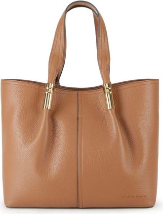 Elisabetta Franchi Tassen, Dames, Bruin, ONE Size, Polyester, Grote Tote Bag met Logo Details
