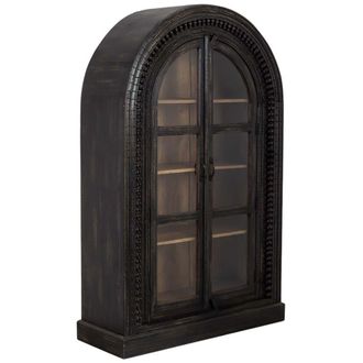 Wanderlust Deco Vitrina de madera artesanal negra 112x41x181h cm