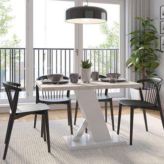 Dmora Mesa Fija Litopa, 6 Asientos, Detalle Efecto Vidrio, Forma Rectangular, 138x90x76h Cm M&aacute;rmol Blanco