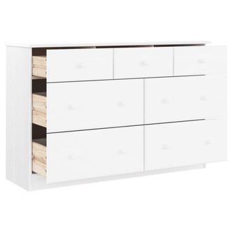 Berkfield Home Beautiful Chest of Drawers ALTA White 112x35x73 cm Solid Wood Pine | Size: 112 x 35 x 73 cm
