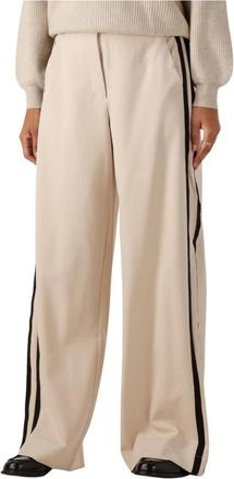 Minus Judine High Waist Pant - Dames - Wijde Broeken - Beige - S - Polyester - Broeken
