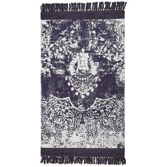 Beliani Alfombra De Viscosa Violeta Blanco 80 X 150 Cm Algod&oacute;n Flecos Envejecido Akarsu