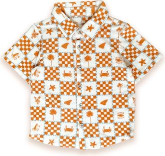 Miki Miette Jerry Short Sleeve Buttondown in Tan at Nordstrom, Size 12-18M