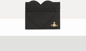 Vivienne Westwood Heart Card Holder Saffiano Leather Plain Black One Size Women