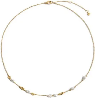 Monica Vinader Capri Freshwater Pearl Station Necklace in 18K Gold Vermeil/pearl at Nordstrom