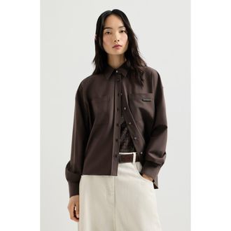 Brunello Cucinelli Tropical Luxury Wool shirt in Brown at Nordstrom, Size 3X-Large Eu
