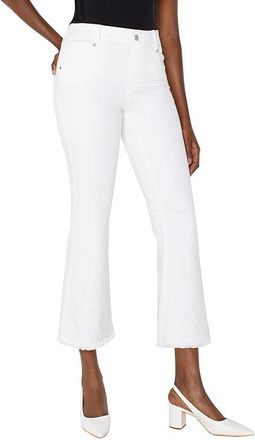 Liverpool L.A. Gia Glider Crop Flare With Fray Hem Womens Clothing Bright White Paisley : 12 25.5, Cotton/Denim/Polyester