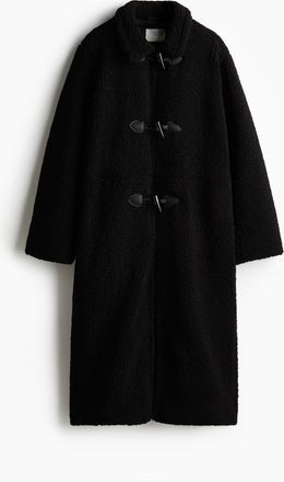H&M Mantel aus Teddyfleece - Schwarz