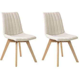 Beliani Beliani - Set di 2 Sedie da Pranzo Tessuto bianco sporco e Gambe in Legno Calgary