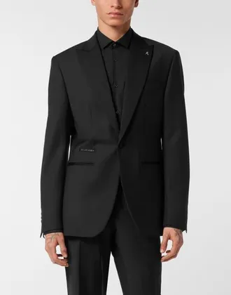 Philipp Plein One-Button Blazer Slim Fit Teddy Men in Black at Nordstrom, Size 56