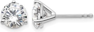 Diamond2Deal 14k White Gold 2 ct Round Lab Grown Diamond Stud Earrings VS Clarity, D-E Color