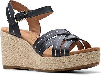 Clarks Sabina Strap Womens Wedge Shoes Black Leather : 6.5 B - Medium