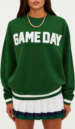 Beach Riot Devyn Gameday Appliqué Sweatshirt in Game Day Green at Nordstrom, Size X-Small