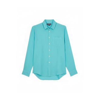 Vilebrequin Casual Shirts, male, Blue, Size: 2XL Linen Shirt