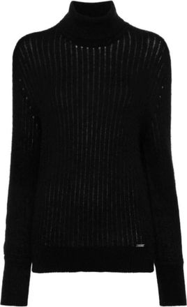 Kiton Zwarte Geribbelde Gebreide Trui met Rolkraag - Dames - Cashmere truien - Zwart - S - Kasjmier - Truien & Vesten