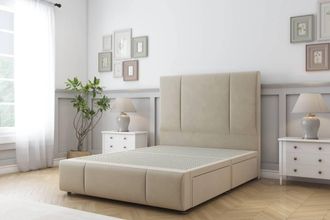 Sloomy Lisbon Coniston Divan Base 2 Drawers - 26 Headboard & 12 Footboard in Cream | Size: Super King