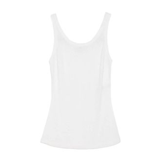 Elisabetta Franchi Sleeveless Tops, female, Beige, Size: XS Sleeveless Scoop Neck Top