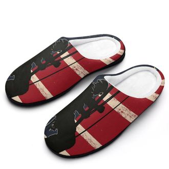 Generic U.S. Flag Lineman Mens House Slippers Memory Foam Washable Cotton Slip on Home Shoes