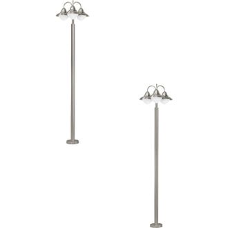 Loops 2 PACK IP44 Outdoor Bollard Light Stainless Steel 60W E27 Driveway Lamp Post in Metallics