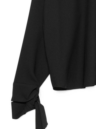 Emporio Armani Crepe High-Neck with Bow Cuffs Blouse - Black
