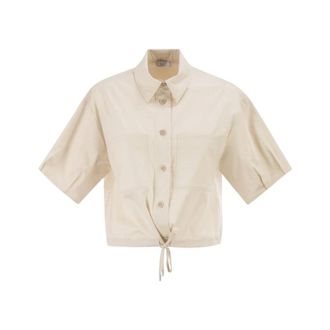PESERICO Dames, Blouses & Shirts, Beige, Maat: M Katoen