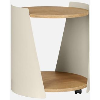 Sweeek Tavolino in metallo curvato e legno con ruote