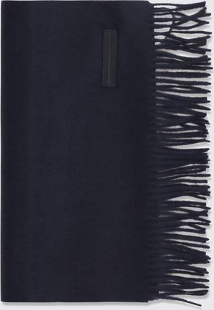 Ermenegildo Zegna Rectangular 100% Cashmere Scarf with Fringed Hem and Logo