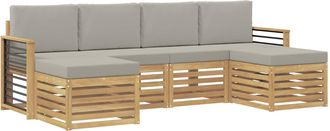 vidaXL Conjunto De Sof&aacute;s De Exterior 6 Uds. Blanco Y Gris Claro Vidaxl