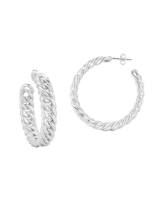 Chloe and Madison Chloe And Madison Silver Large Bold Curb Chain Hoops