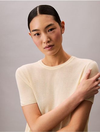 Calvin Klein Womens Viscose Short Sleeve Sweater - Neutral - XS