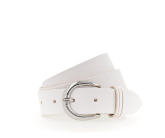 Tamaris Lederg&uuml;rtel TAMARIS Clara Silver, Damen, Gr. 11,5, weiss (wei&szlig;), Rindsleder, unifarben, Basic, G&uuml;rtel Lederg&uuml;rtel, mit gl&auml;nzender silberfarbener Schli