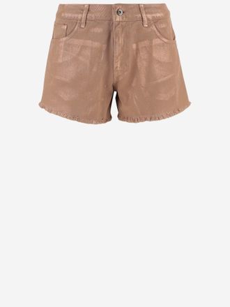 DON'T @ ME katoenen short met franjes aan de zoom