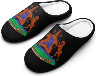 Generic Coat of Arms of Lesotho Slippers Men Winter Warm Cotton Anti-Slip Indoor Slip-Ons House Shoes