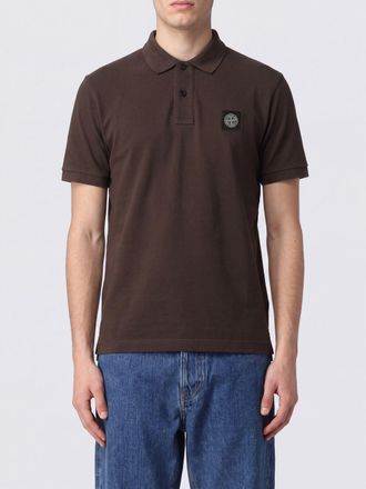 Stone Island Piqu&eacute; Cotton Polo Shirt with Compass Logo Patch